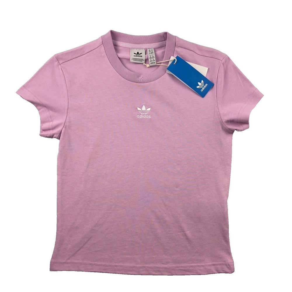 New WT Women's Adidas Essentials T-Shirt Size XS Slim Tee Original Light Orchid